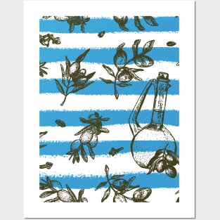 Olives - Mediterranean pattern Posters and Art